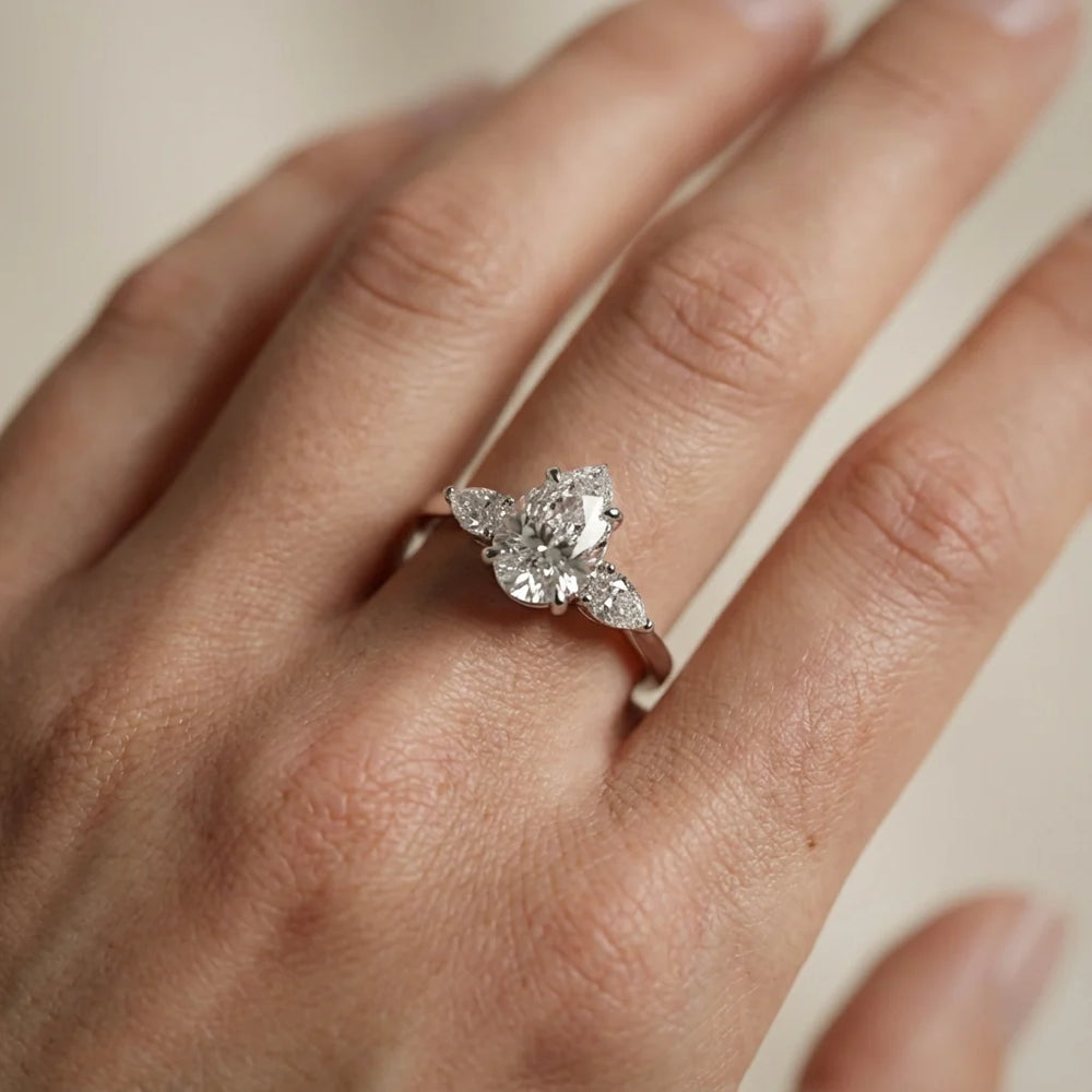 Grace Three Stone Asscher Diamond Engagement Ring