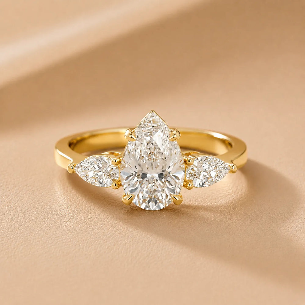 Grace Three Stone Asscher Diamond Engagement Ring
