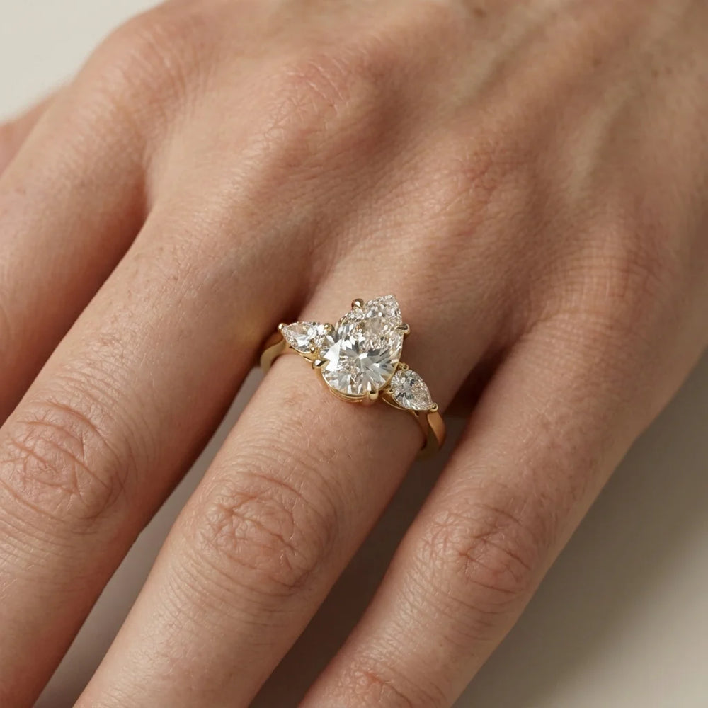 Grace Three Stone Asscher Diamond Engagement Ring