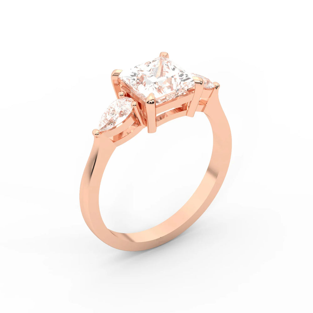 Grace Three Stone Asscher Diamond Engagement Ring