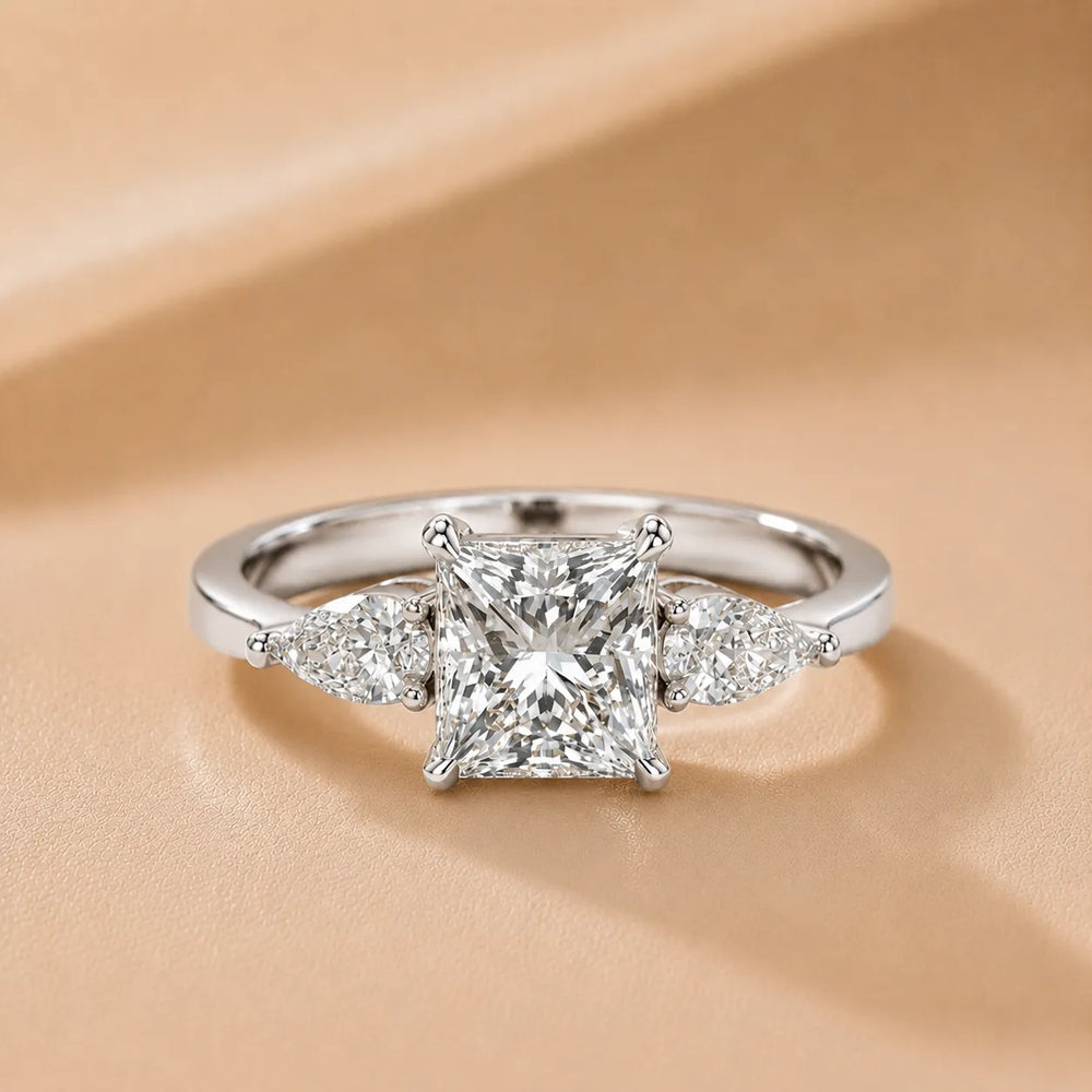 Grace Three Stone Asscher Diamond Engagement Ring