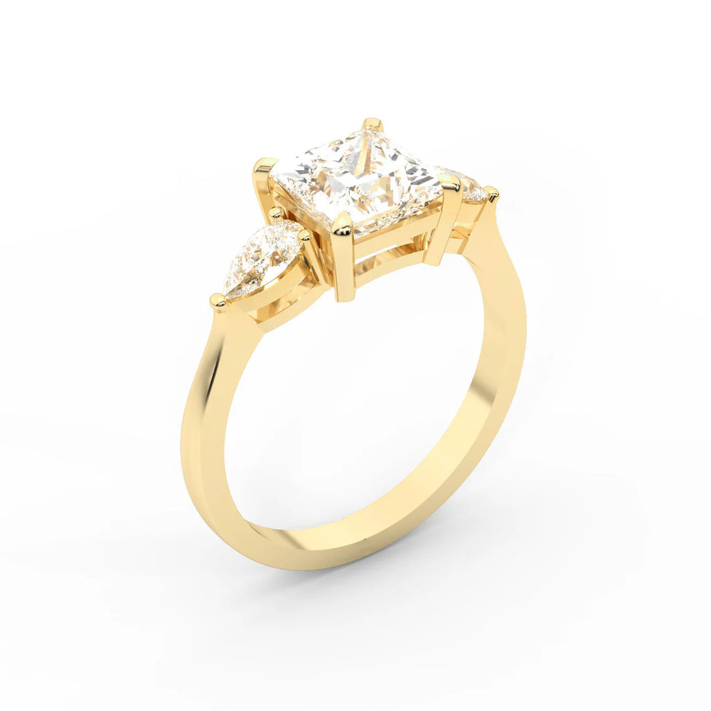 Grace Three Stone Asscher Diamond Engagement Ring