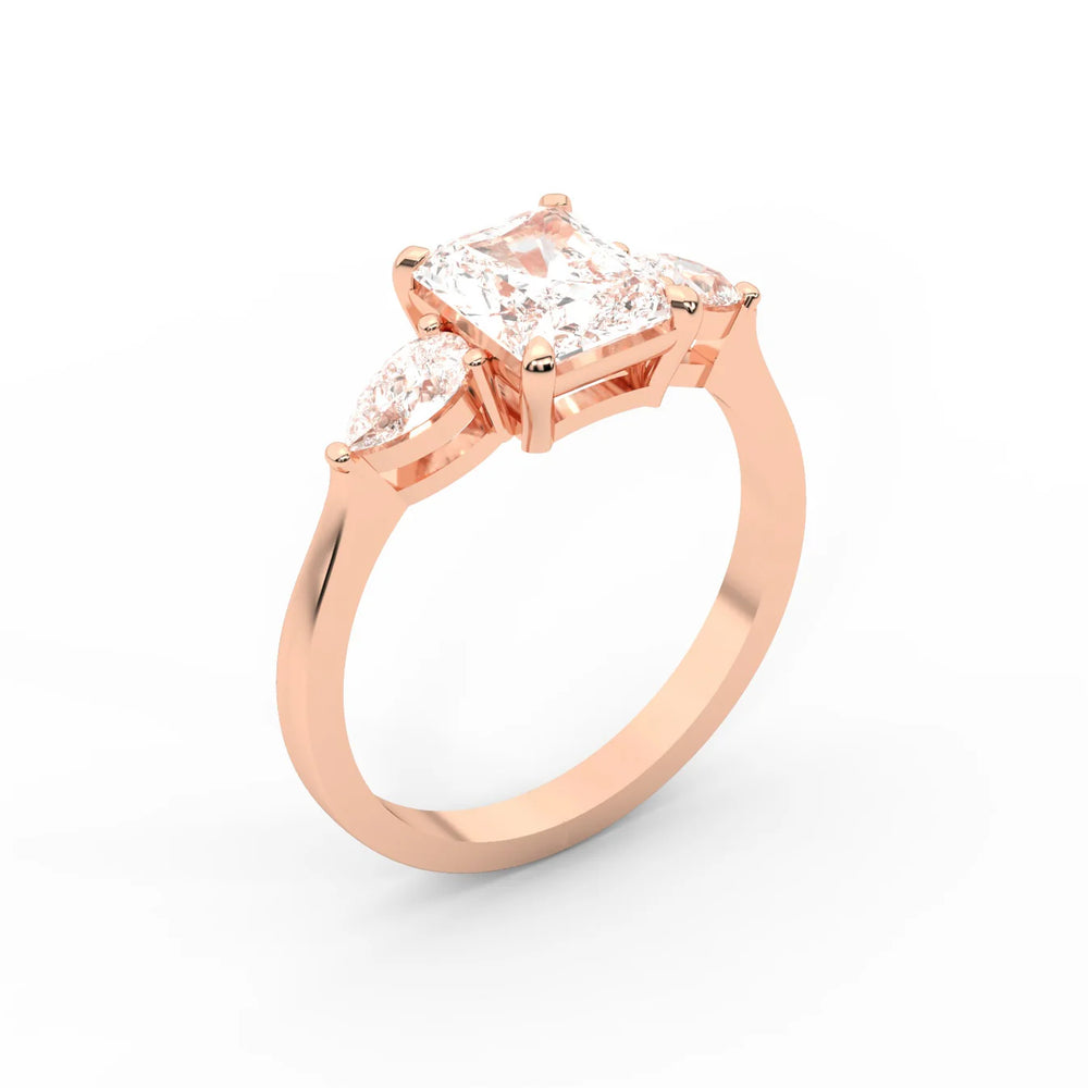Grace Three Stone Asscher Diamond Engagement Ring