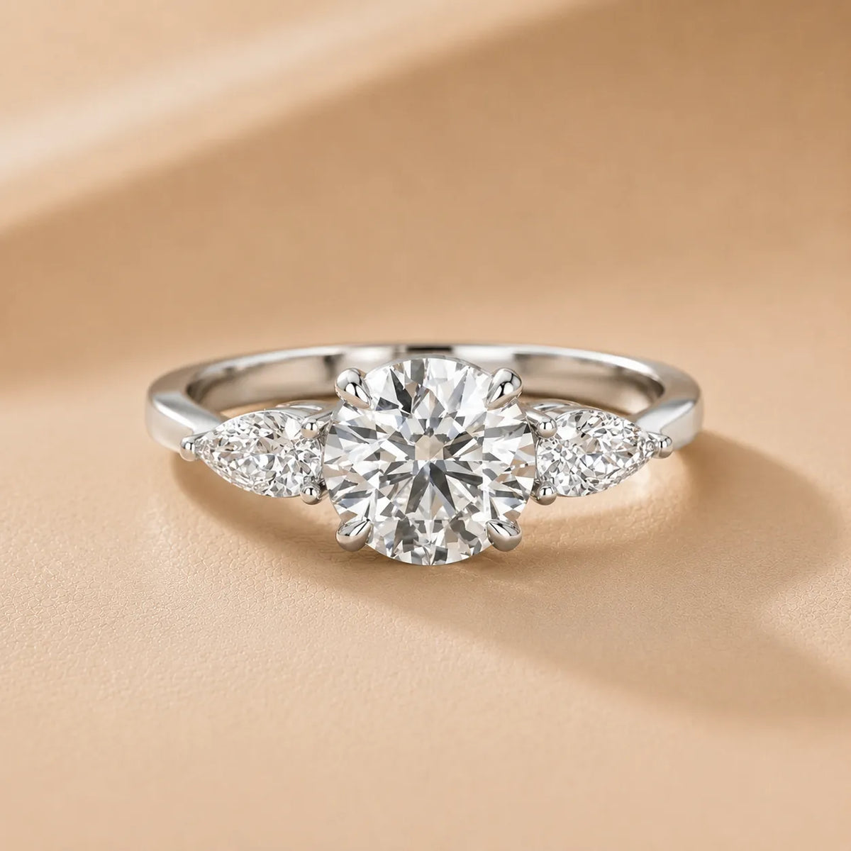 Grace Three Stone Asscher Diamond Engagement Ring
