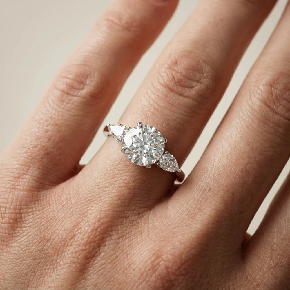 Grace Three Stone Asscher Diamond Engagement Ring