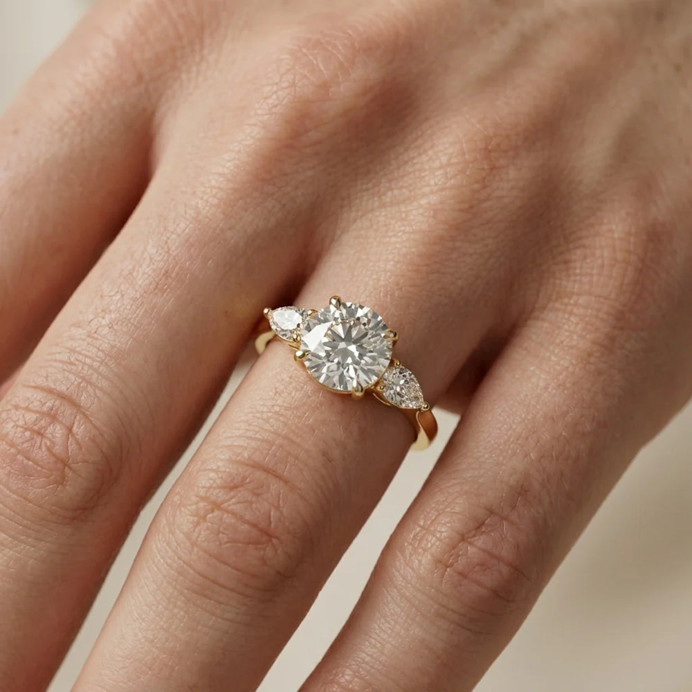 Grace Three Stone Asscher Diamond Engagement Ring