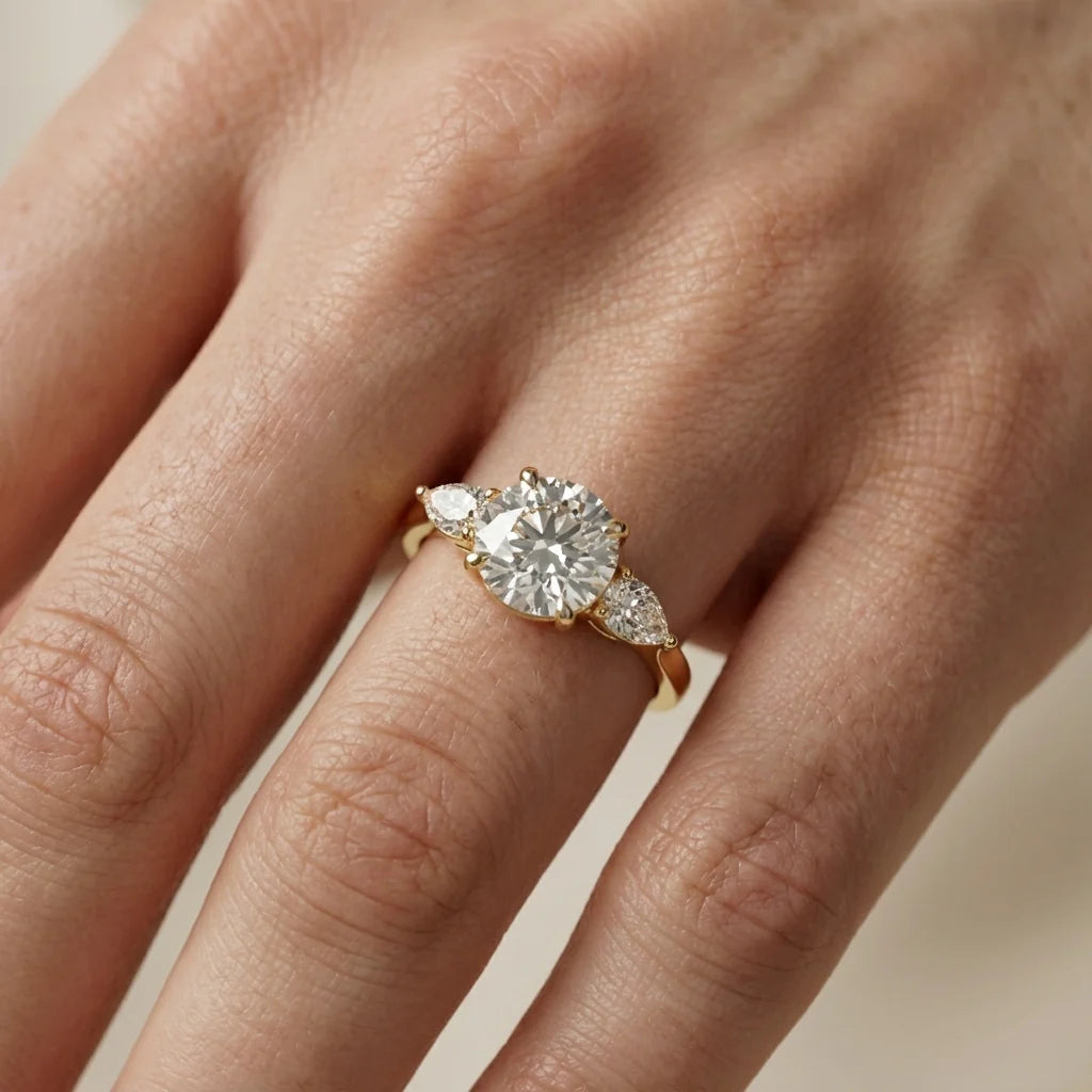 Grace Three Stone Asscher Diamond Engagement Ring