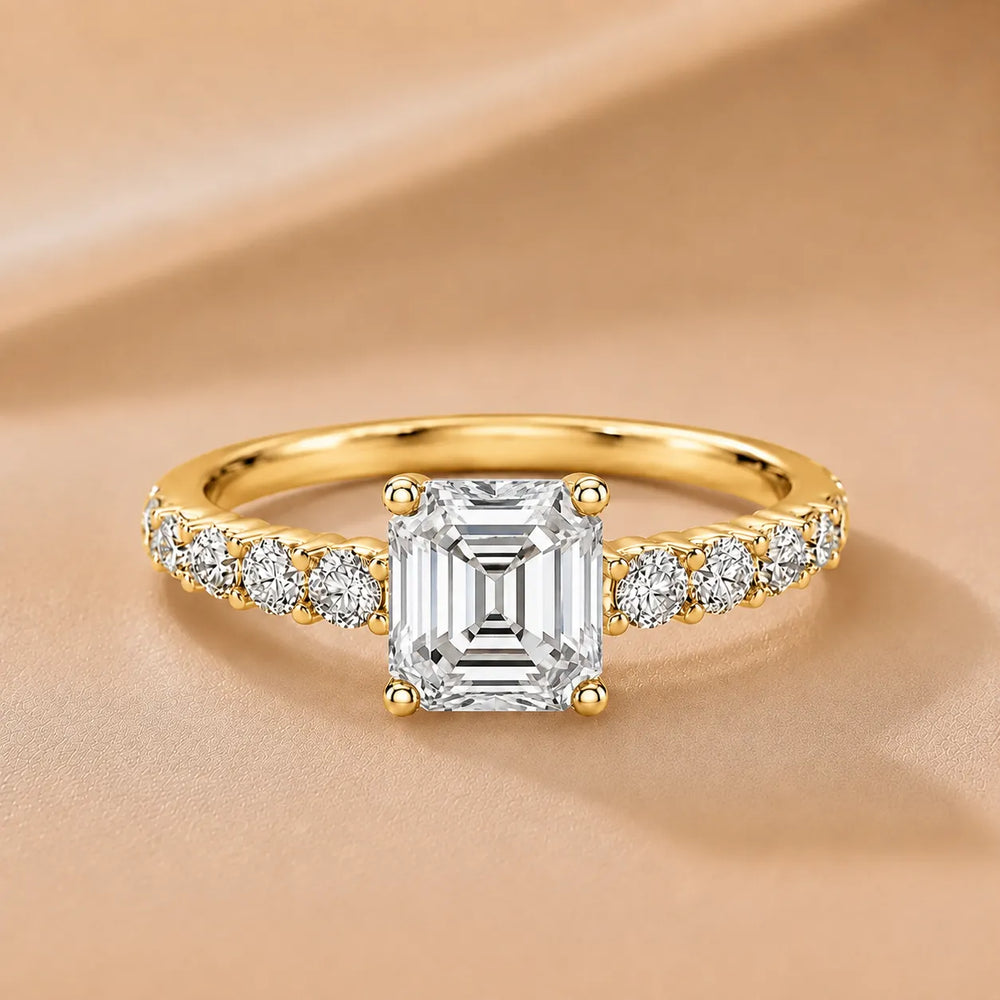 Elegant Solitaire Ring with Graduated Accent Stones
