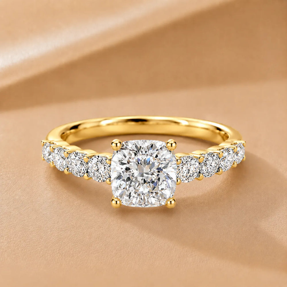 Elegant Solitaire Ring with Graduated Accent Stones