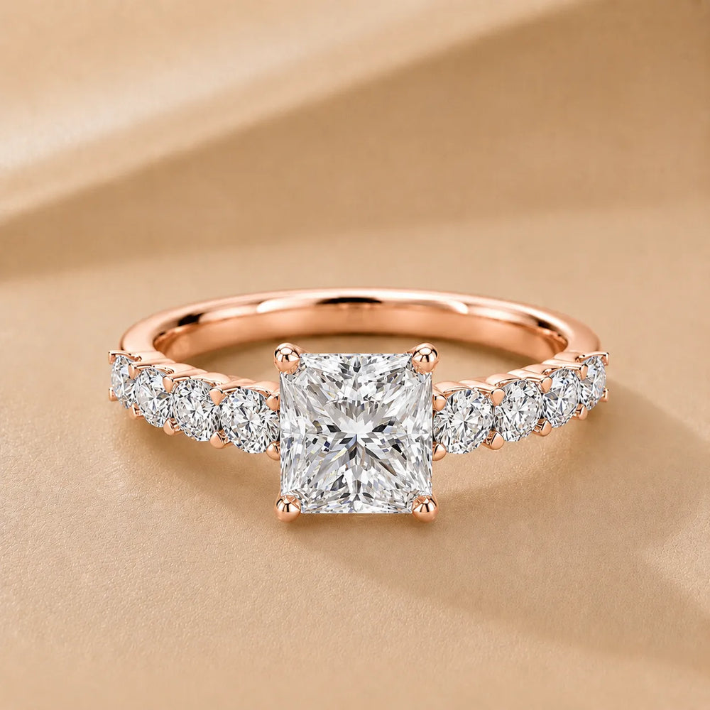 Elegant Solitaire Ring with Graduated Accent Stones
