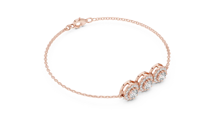 Graceful Trio Sparkle with Trio Set Round Diamond for Gifting Bracelet