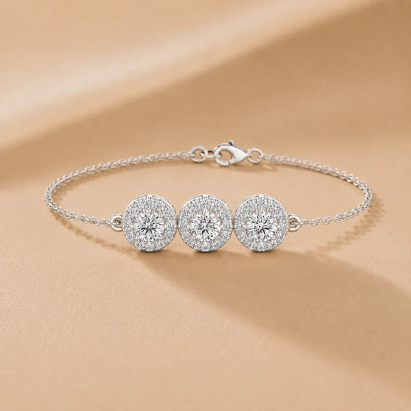 Graceful Trio Sparkle with Trio Set Round Diamond for Gifting Bracelet