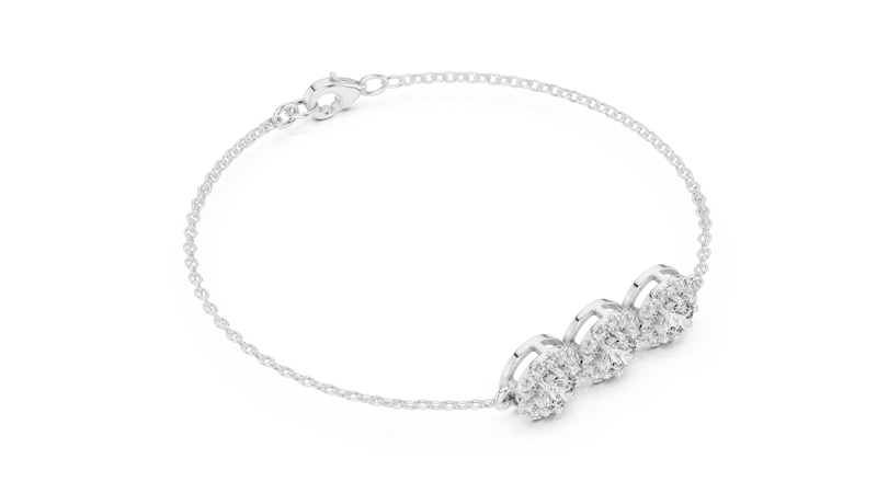 Graceful Trio Sparkle with Trio Set Round Diamond for Gifting Bracelet