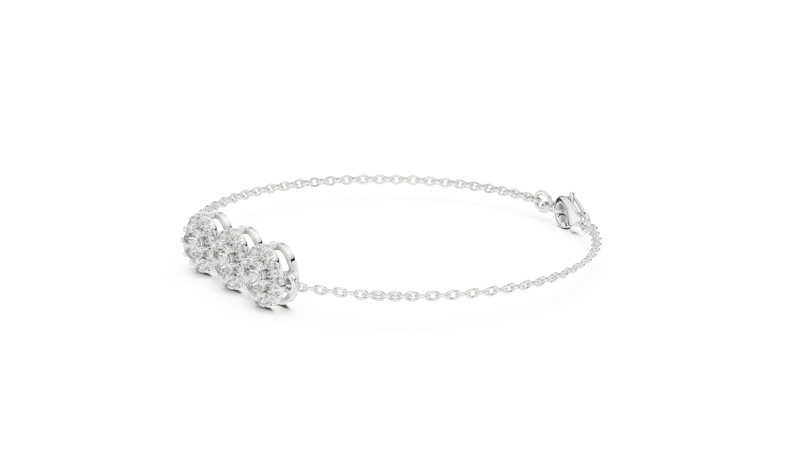 Graceful Trio Sparkle with Trio Set Round Diamond for Gifting Bracelet