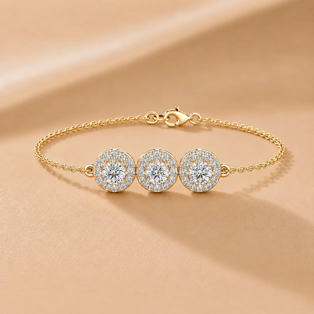 Graceful Trio Sparkle with Trio Set Round Diamond for Gifting Bracelet