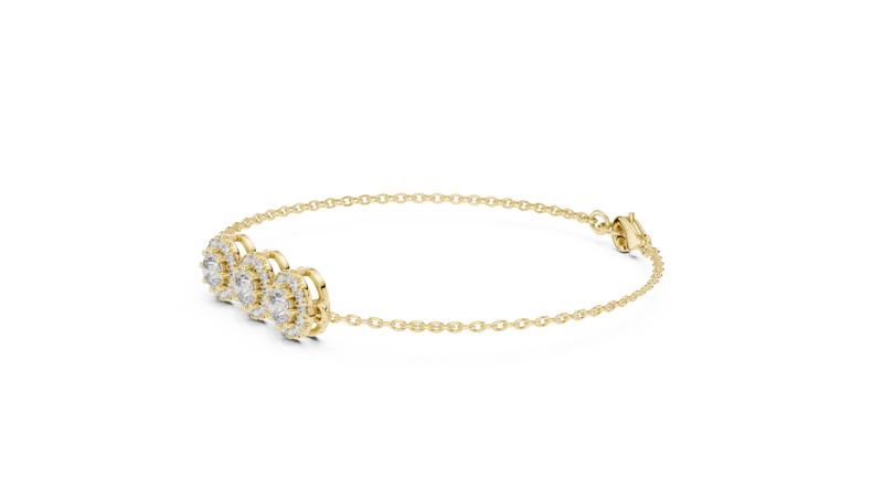 Graceful Trio Sparkle with Trio Set Round Diamond for Gifting Bracelet