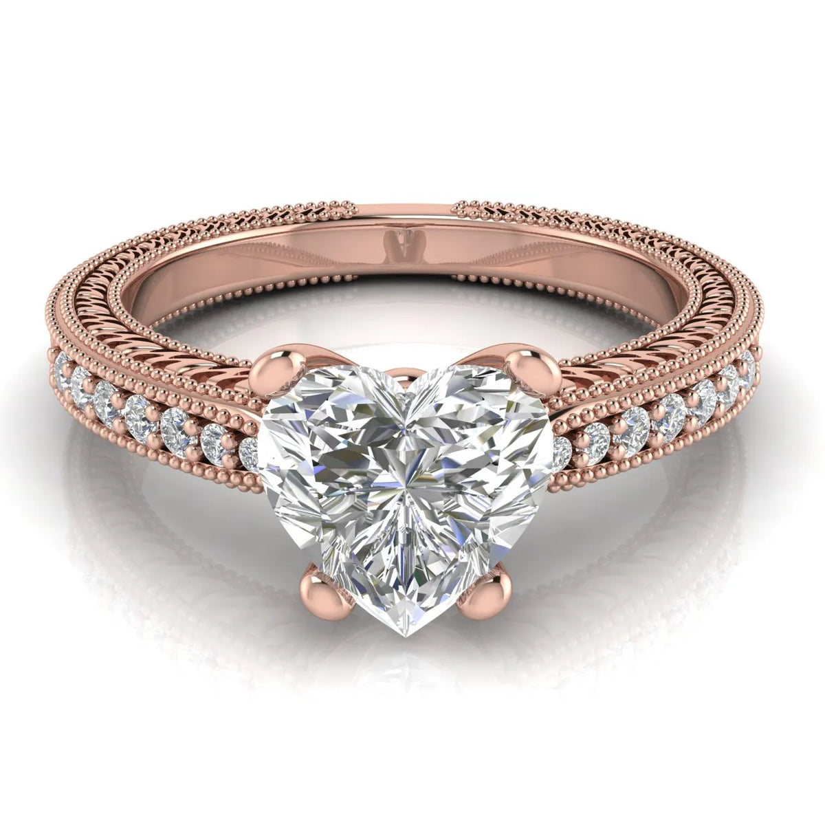 Vintage-Inspired Solitaire Ring with Accent Stones