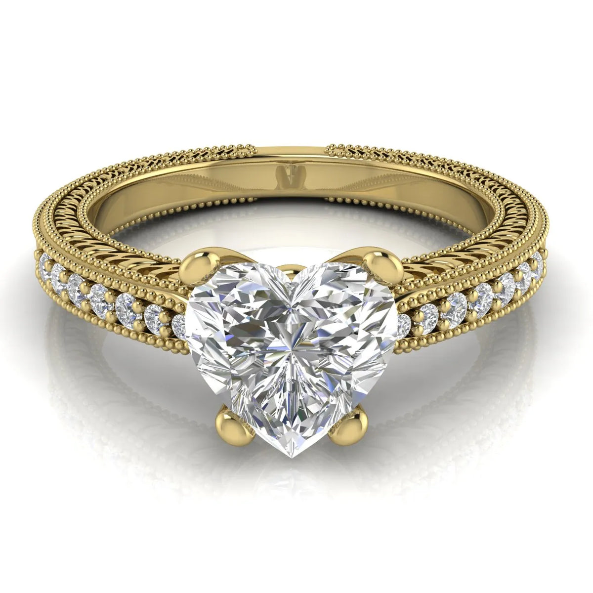 Vintage-Inspired Solitaire Ring with Accent Stones