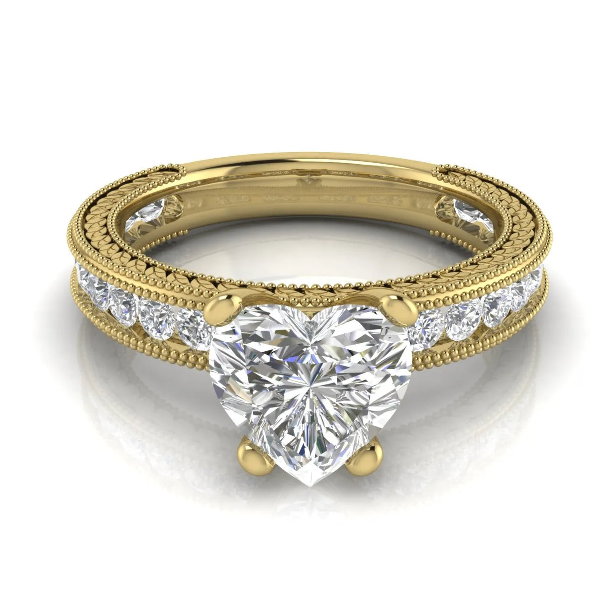 Vintage Milgrain Accent Solitaire Ring
