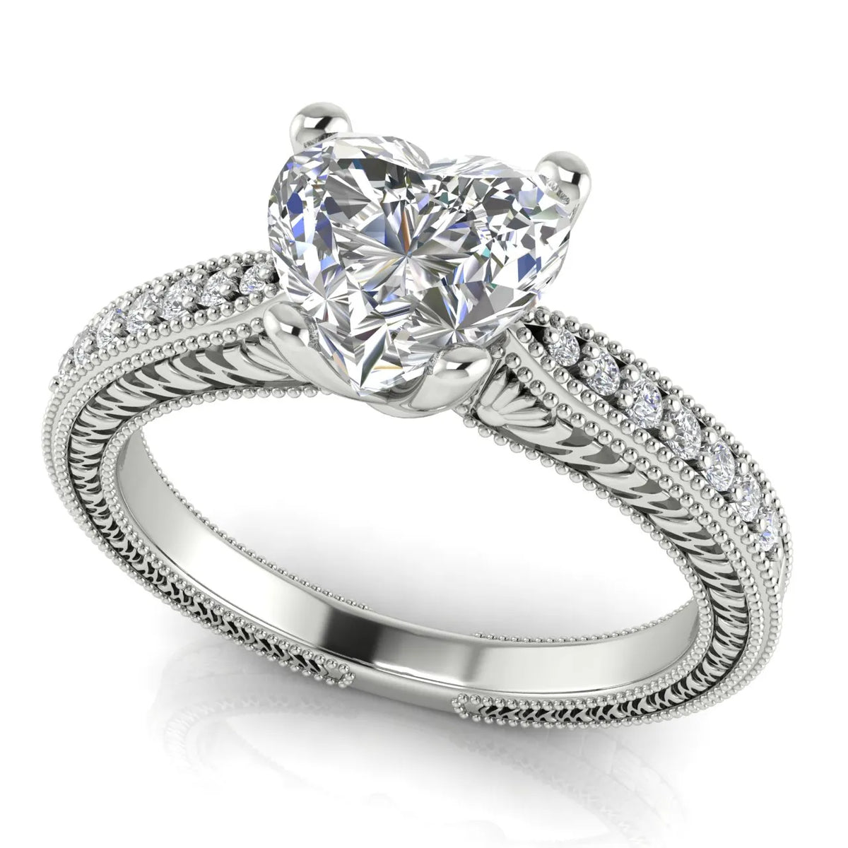Vintage-Inspired Solitaire Ring with Accent Stones