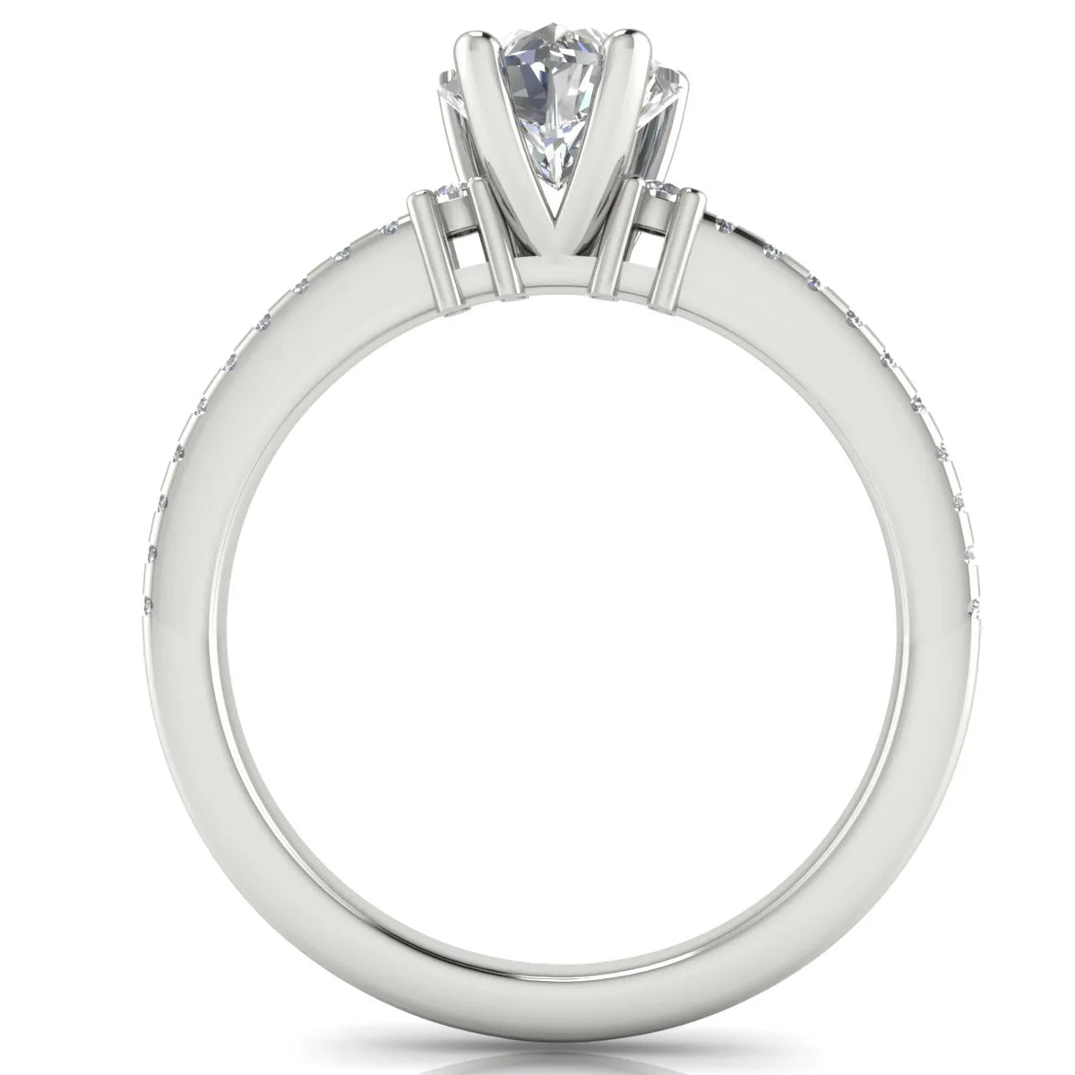 Classic Pavé Accent Solitaire Ring