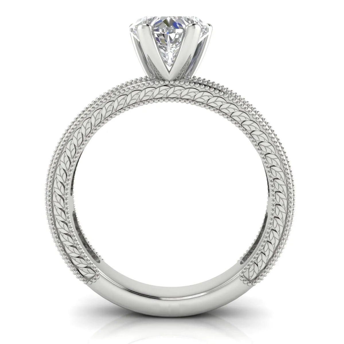 Vintage Milgrain Accent Solitaire Ring