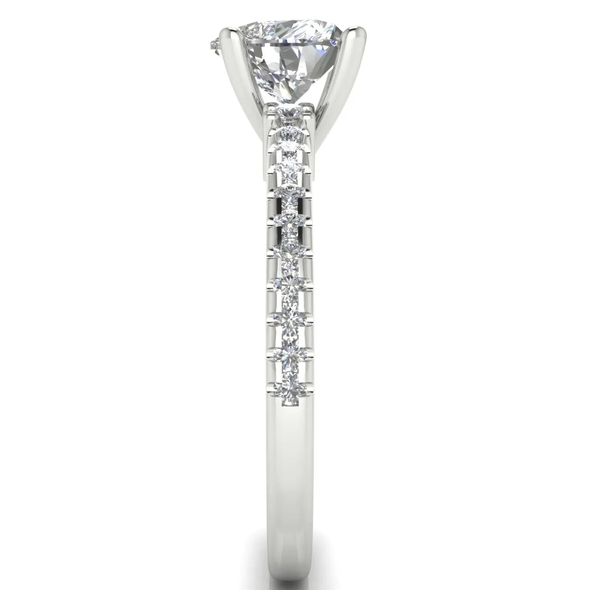 Classic Pavé Accent Solitaire Ring