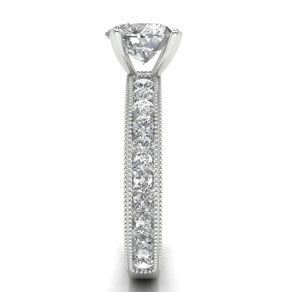 Vintage Milgrain Accent Solitaire Ring