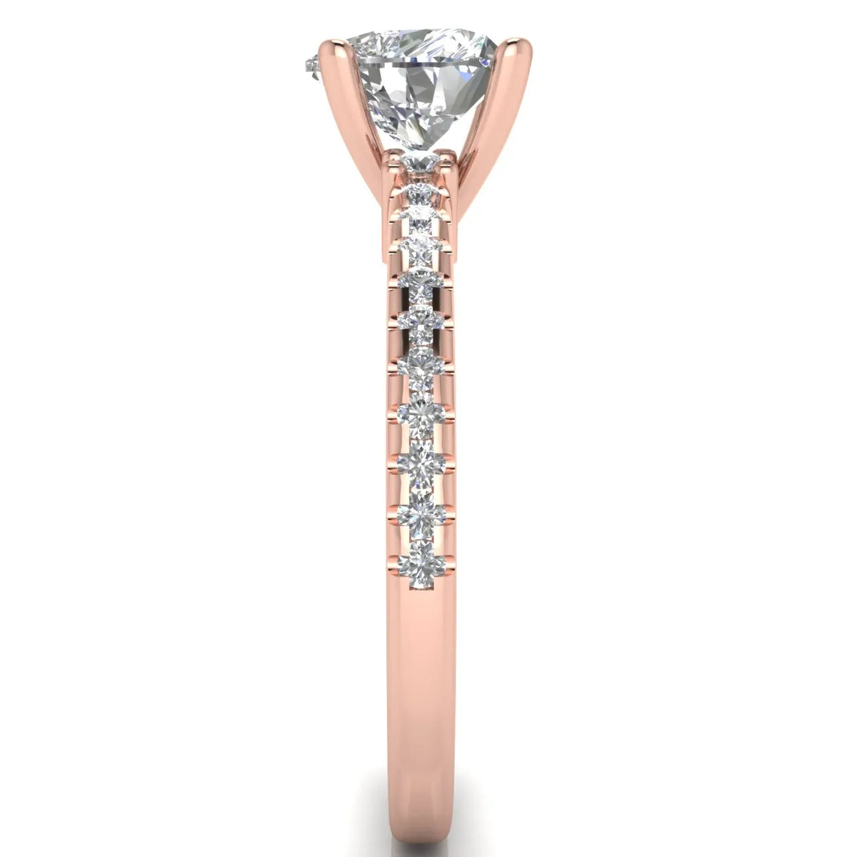 Classic Pavé Accent Solitaire Ring