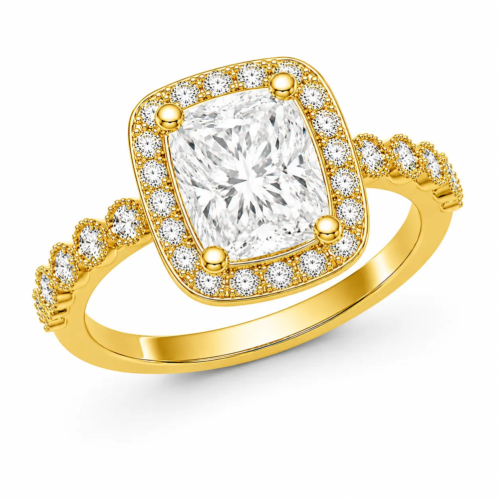Halo Crown Pear Diamond Ring
