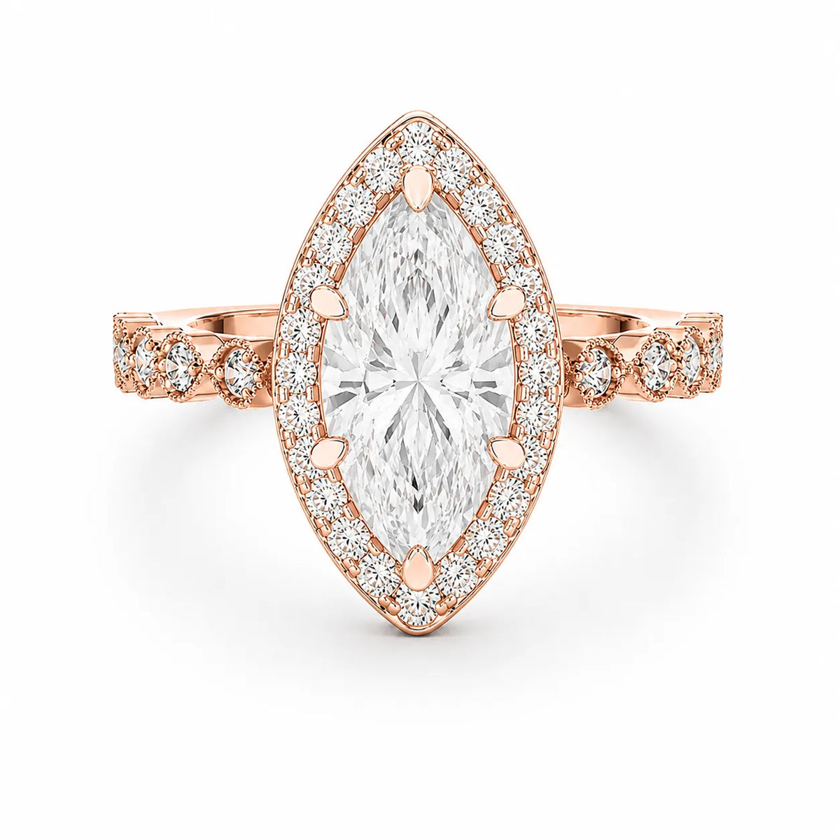 Halo Crown Pear Diamond Ring