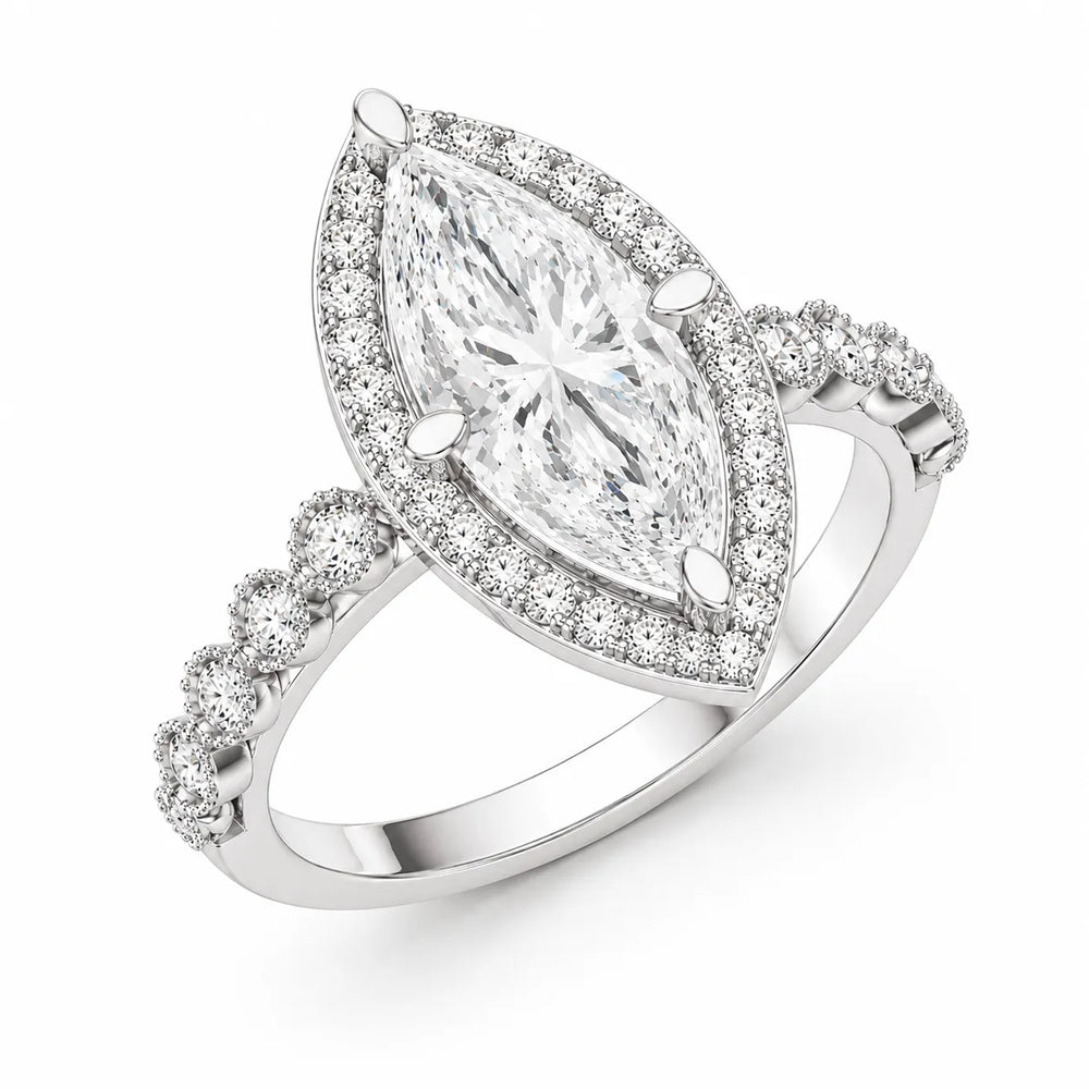 Halo Crown Pear Diamond Ring