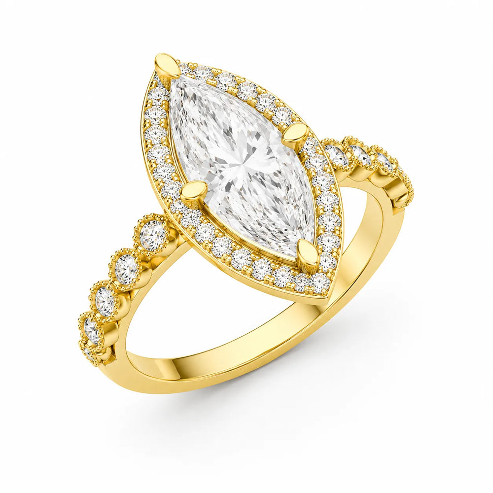 Halo Crown Pear Diamond Ring