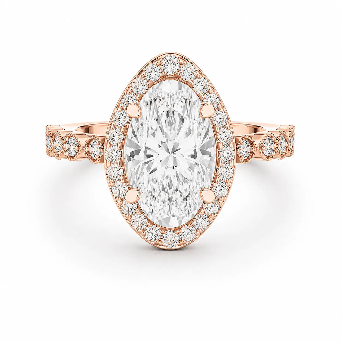 Halo Crown Pear Diamond Ring