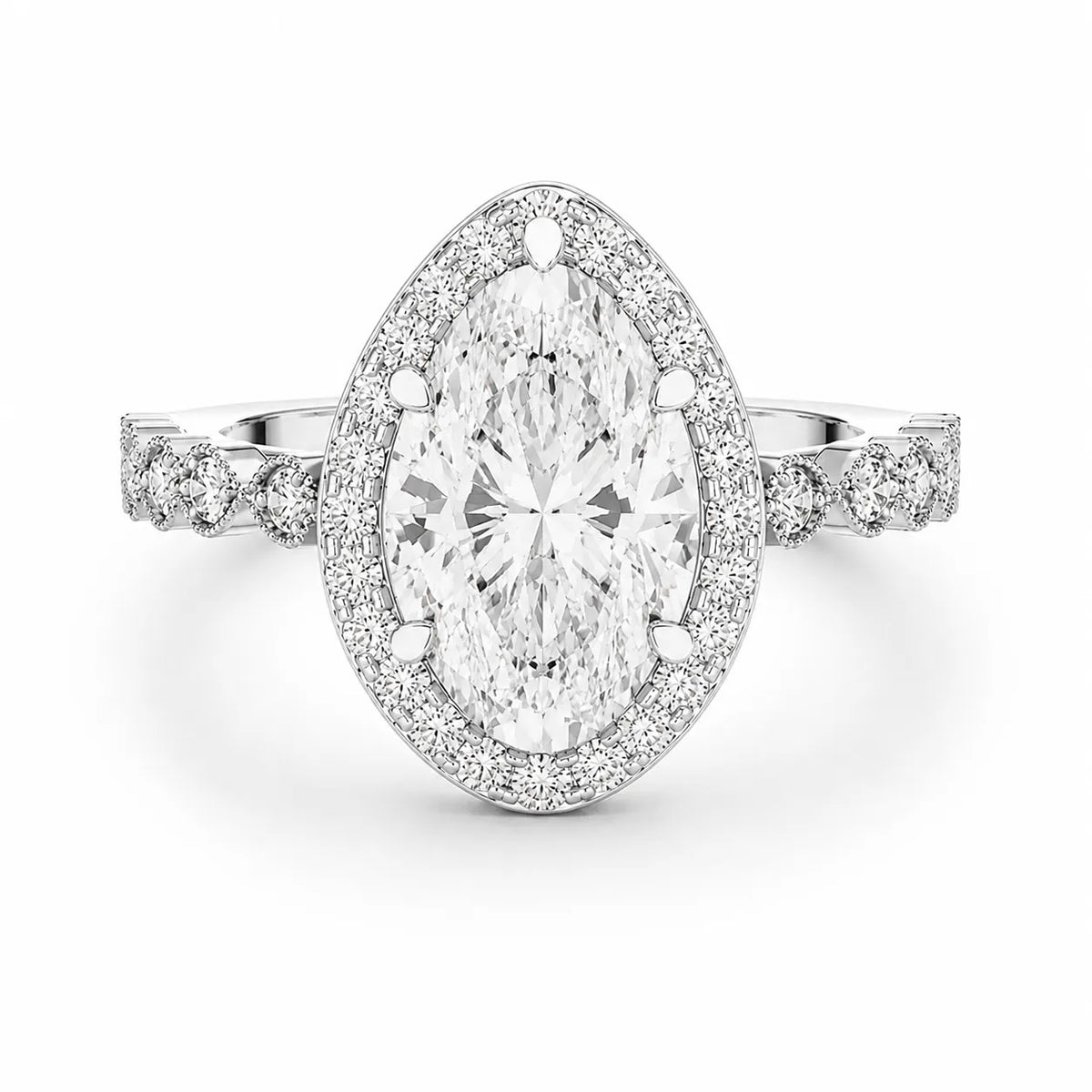 Halo Crown Pear Diamond Ring