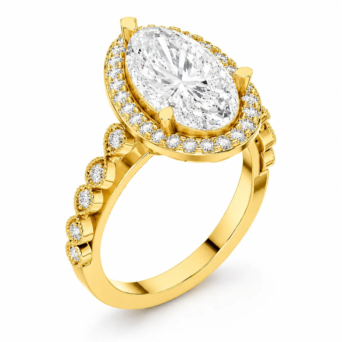 Halo Crown Pear Diamond Ring