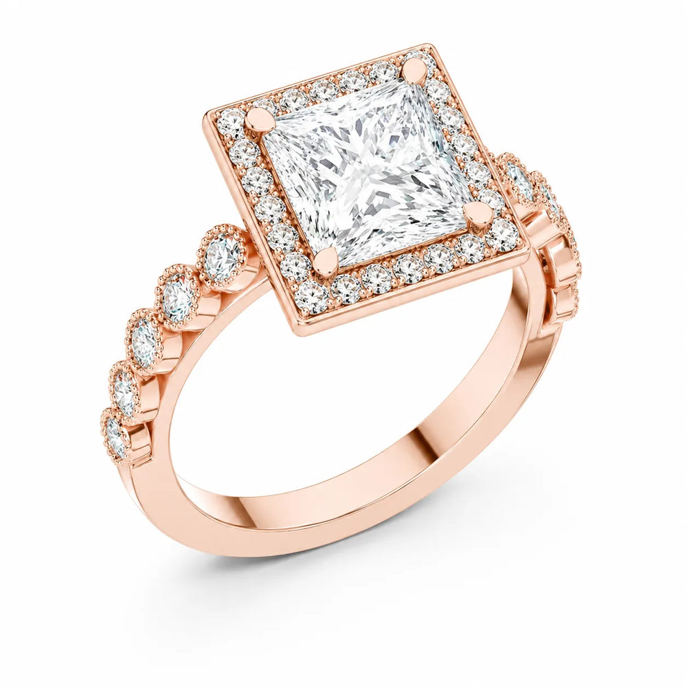 Halo Crown Pear Diamond Ring