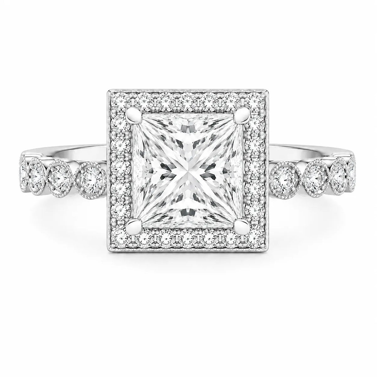 Halo Crown Pear Diamond Ring