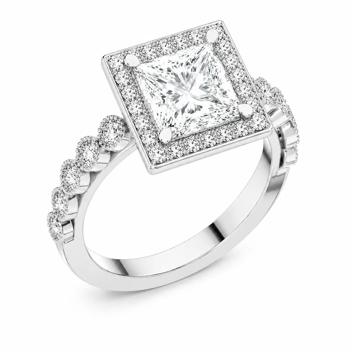 Halo Crown Pear Diamond Ring