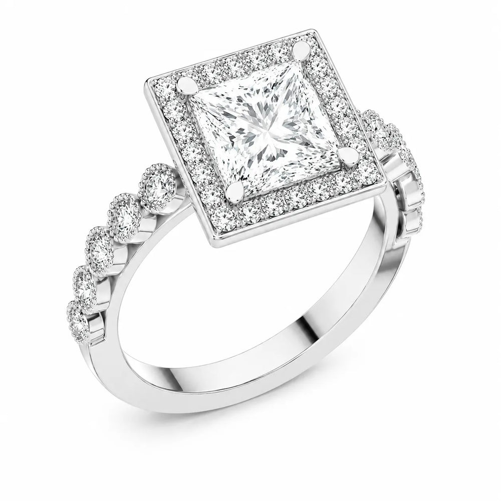 Halo Crown Pear Diamond Ring