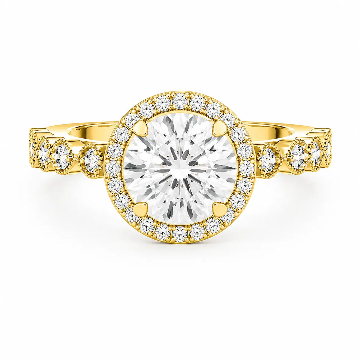Halo Crown Pear Diamond Ring