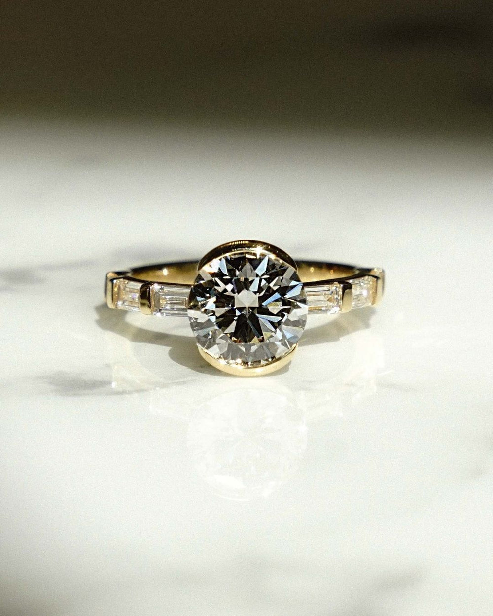 Bezel Set Round Brilliant Cut Labgrown Engagement Ring