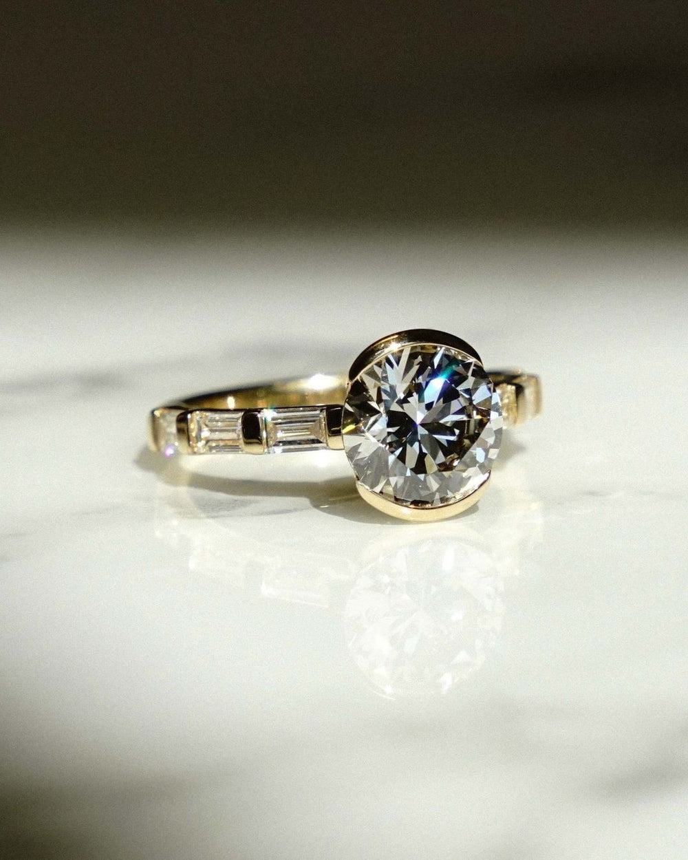 Bezel Set Round Brilliant Cut Labgrown Engagement Ring