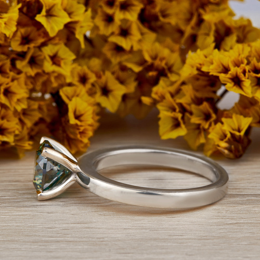 Portuguese Cut Blue Green Labgrown Ring