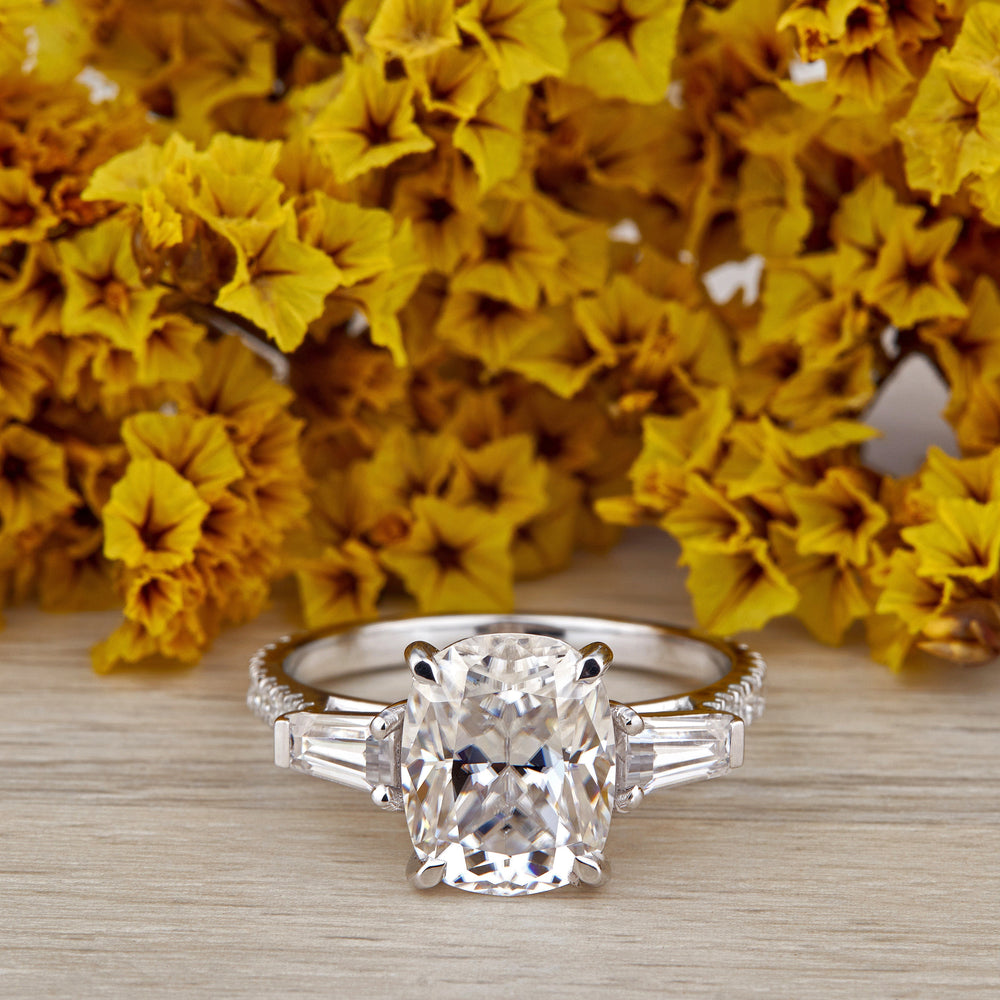 Three Stone Cushion Cut Labgrown Ring
