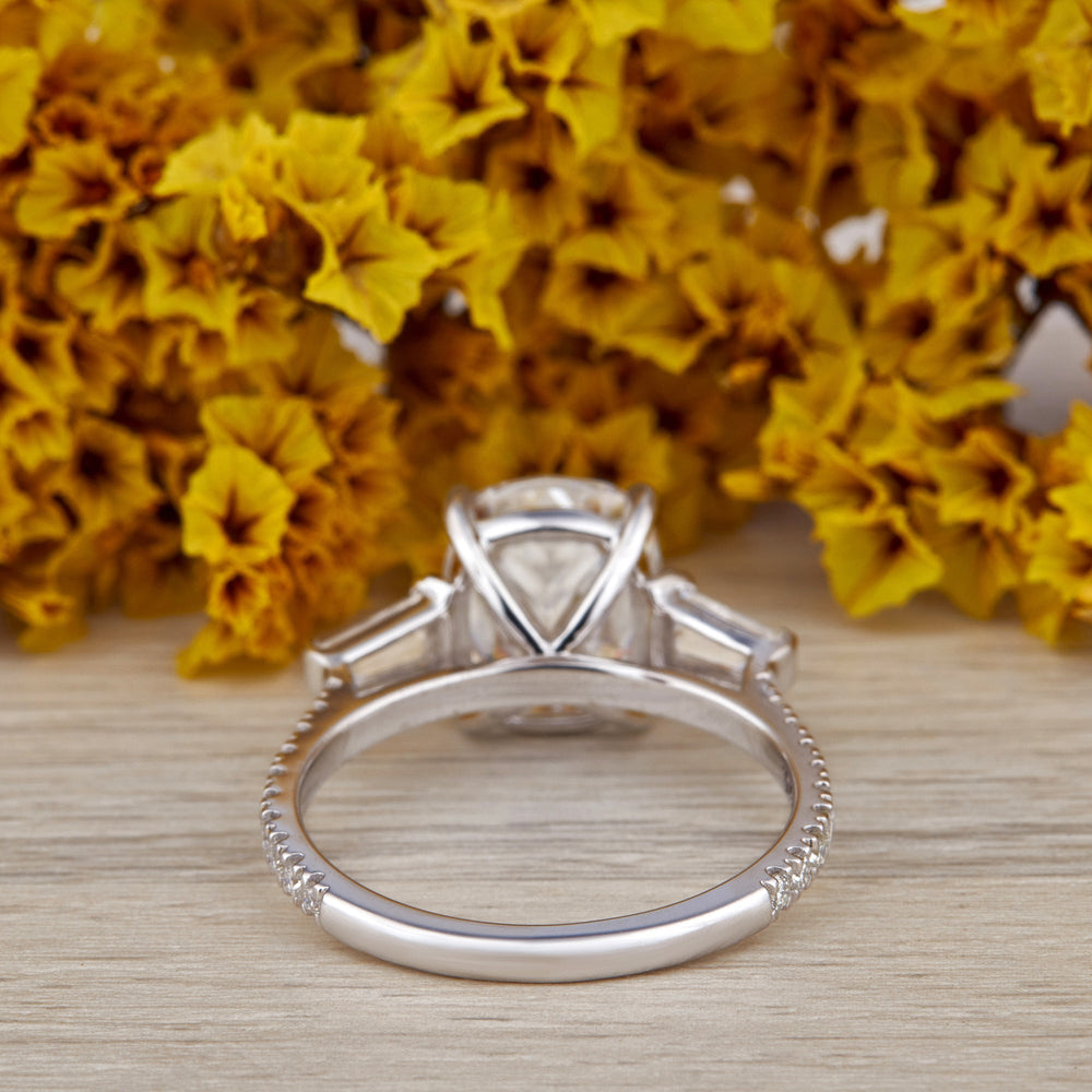 Three Stone Cushion Cut Labgrown Ring