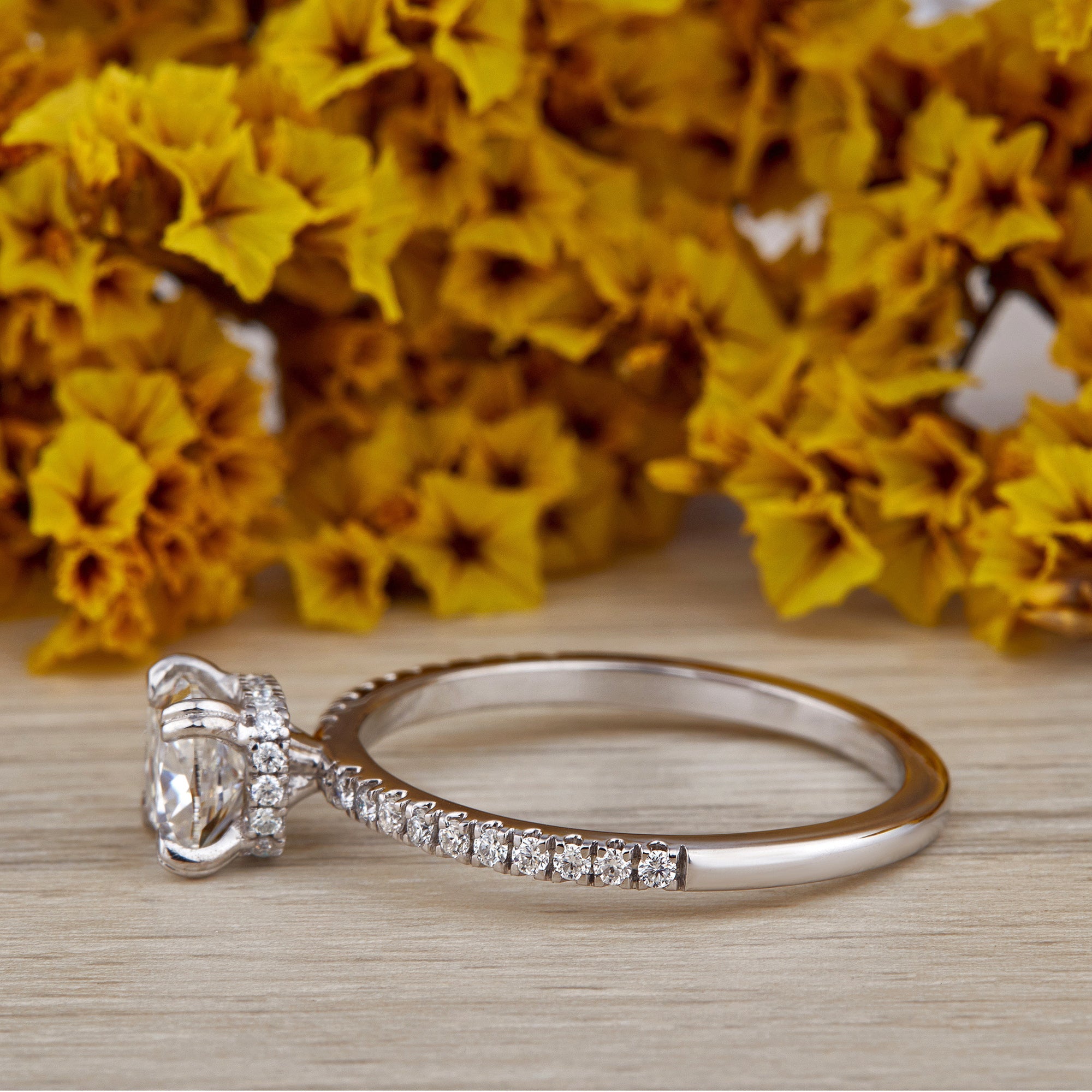 1.80 Ct Cushion Cut Halo Moissanite Ring