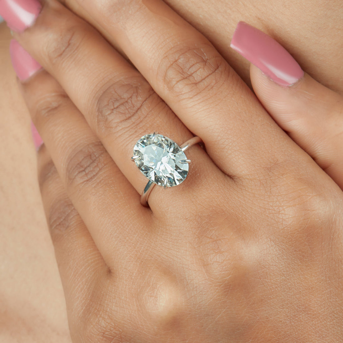 5.80 Ct Oval Cut Lab Grown Diamond Engagement Ring