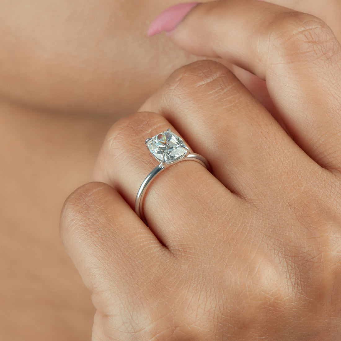 Old Mine 2.50 Ct Cushion Cut Lab Grown Diamond Ring