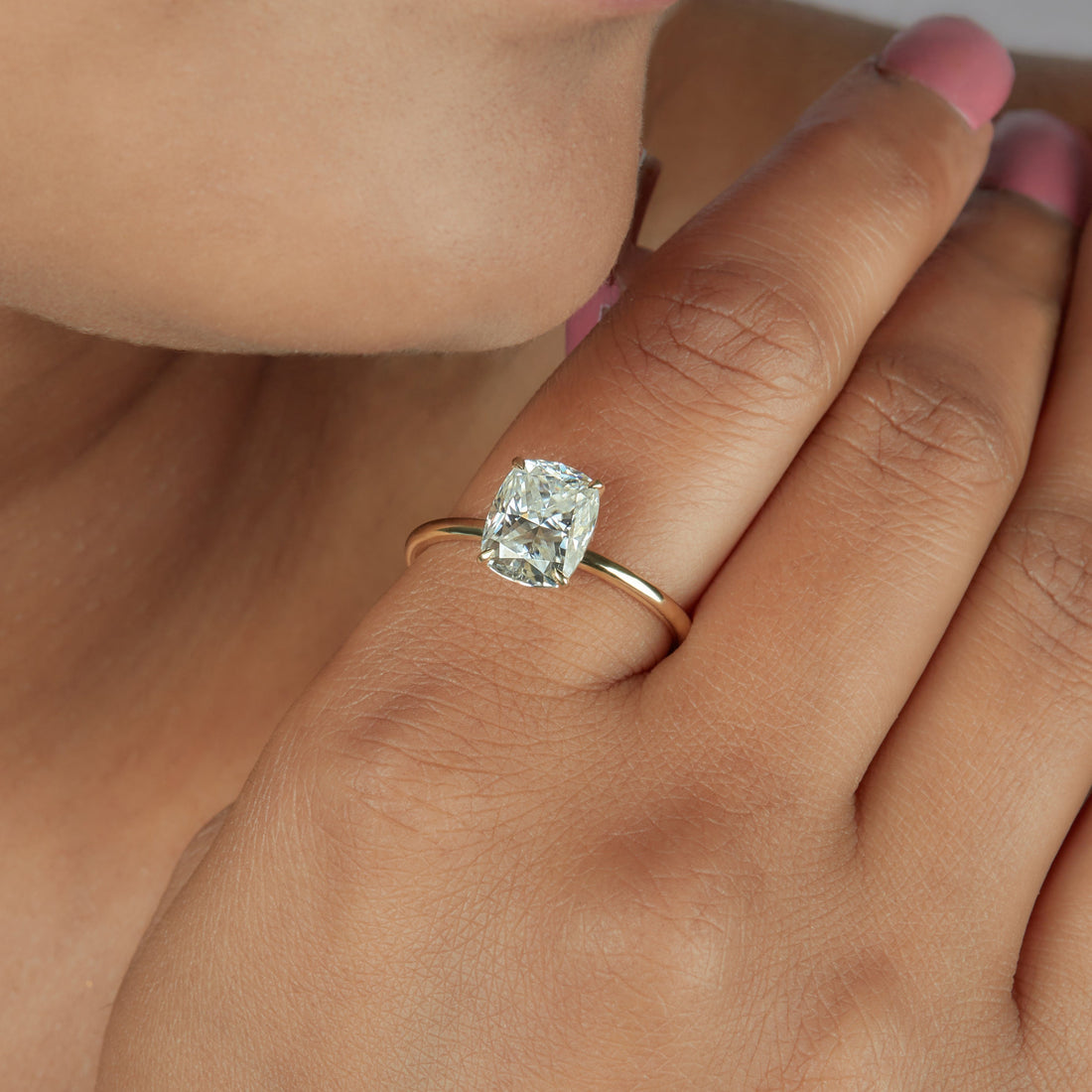 2.75 Ct Cushion Cut Lab Grown Diamond Engagement Ring